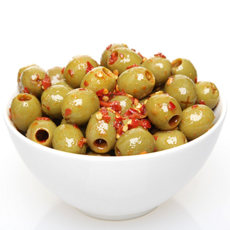 Cocktail olives vertes dénoyautées pimentées
